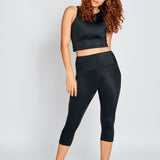 EMPOWER BLACK 3/4 LEGGINGS-Roar Republic