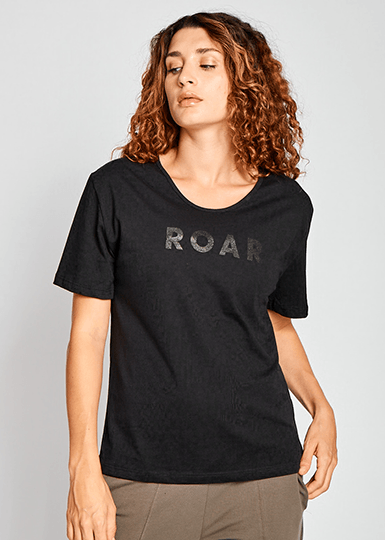 RELAXED BLACK TEE-Roar Republic